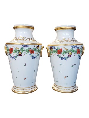 Lot 10 - A PAIR OF 19TH CENTURY STAFFORDSHIRE VASES IN THE MANNER OF COALPORT