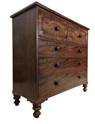 Lot 556 - LARGE VICTORIAN 19TH CENTURY FLAME MAHOGANY CHEST OF DRAWERS