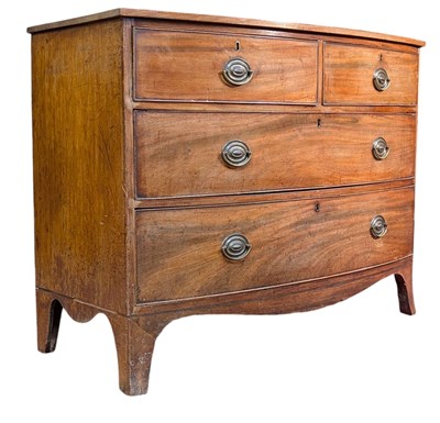Lot 558 - GEORGE III 19TH CENTURY MAHOGANY BOW FRONT CHEST OF DRAWERS