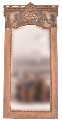 Lot 366 - LARGE FRENCH INSPIRED GILT GESSO & WOOD TRUMEAU MIRROR