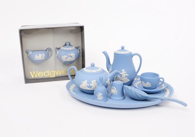 Lot 38 - WEDGWOOD - JASPERWARE - MINATURE PORCELAIN TEA SERVICE