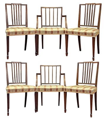 Lot 534 - SIX GEORGE III 19TH CENTURY MAHOGANY BAR BACK DINING CHAIRS