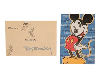 Lot 24 - RICHARD BAZLEY (B.1962) - SIGNED CARD FROM DISNEY CREATIVE TO BAZLEY