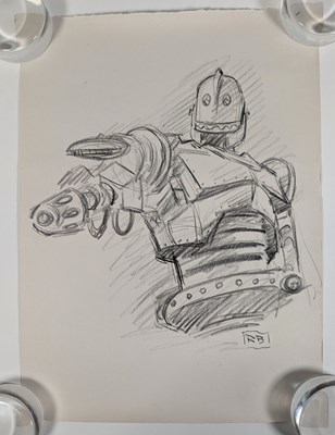 Lot 37 - THE IRON GIANT - ORIGINAL SIGNED SKETCH BY RICHARD BAZLEY
