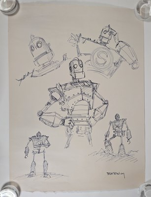 Lot 39 - THE IRON GIANT - ORIGINAL SIGNED SKETCH BY RICHARD BAZLEY