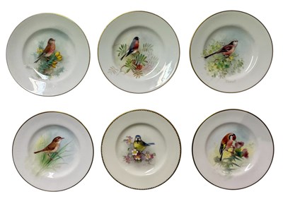 Lot 132 - WILLIAM POWELL FOR ROYAL WORCESTER - SIX EARLY 20TH CENTURY PORCELAIN MINIATURE PLATES OF BIRDS