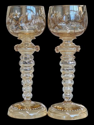 Lot 135 - HECKERT, FRITZ - A PAIR OF 19TH CENTURY GERMAN BOHEMIAN HOCK GLASSES