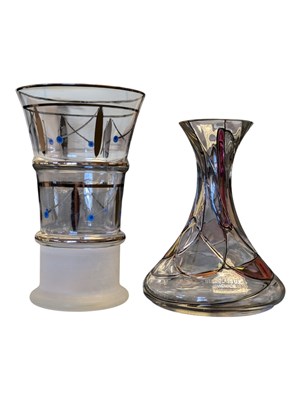 Lot 69 - STAR GLASS UK, VINTAGE HAND MADE MOSAIC STUDIO ART GLASS VASE W/ ANOTHER EXMAPLE