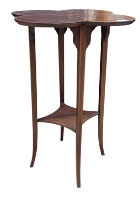 Lot 578 - EDWARDIAN EARLY 20TH CENTURY MAHOGANY & INLAID CLOVER SIDE OCCASIONAL TABLE