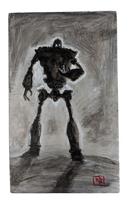 Lot 49 - THE IRON GIANT - ORIGINAL SIGNED PAINTING ON WOOD