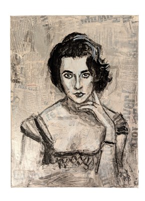 Lot 55 - RICHARD BAZLEY (B.1962) - 'ELIZABETH TAYLOR' - ACRYLIC PAINTING