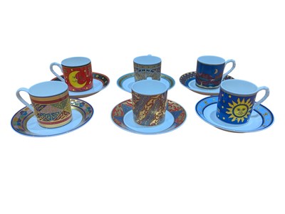 Lot 58 - VILLEROY & BOCH - SIX VINTAGE BONE CHINA ESPRESSO CUPS & SAUCERS