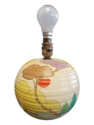 Lot 144 - BOOTHS 1930S ART DECO RIBSTONE WARE CERAMIC LAMP BASE