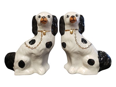 Lot 86 - PAIR OF 20TH CENTURY MAYFAYRE POTTERY STAFFORDSHIRE FIRESIDE / MANTEL DOGS