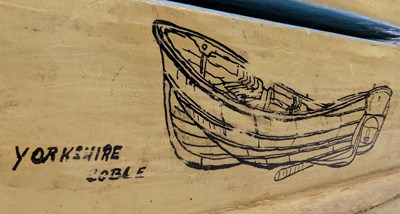 Lot 59 - EARLY 20TH CENTURY STENCILED AND MODEL SET JEWELLERY BOX