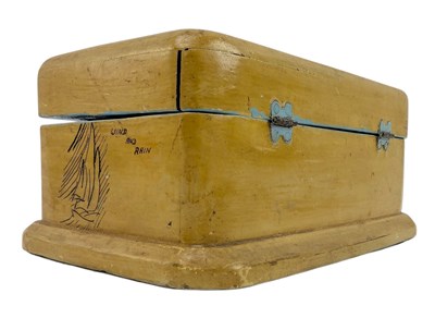 Lot 59 - EARLY 20TH CENTURY STENCILED AND MODEL SET JEWELLERY BOX