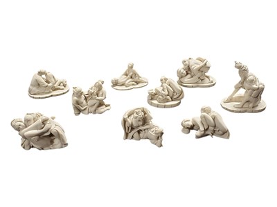 Lot 275 - COLLECTION OF JAPANESE EROTIC RESIN OKIMONO NETSUKE