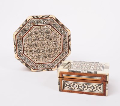 Lot 238 - TWO VINTAGE 20TH CENTURY EGYPTIAN MOTHER OF PEARL BOXES