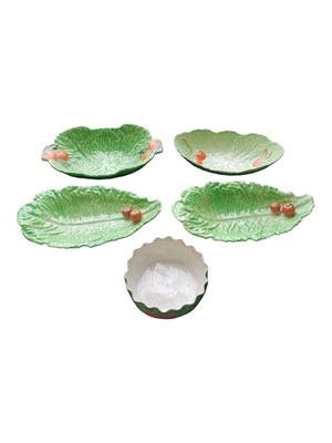 Lot 77 - CARLTON WARE - FIVE EARLY 20TH CENTURY CABBAGE LEAF PLATES & BOWLS