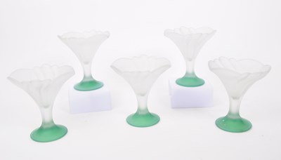 Lot 41 - ITALIAN STREGA - BORGONOVO - COLLECTION OF FIVE FROSTED SUNDAE GLASSES