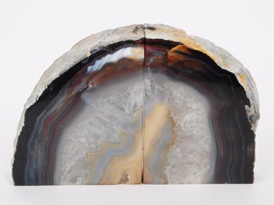 Lot 235 - PAIR OF CUT AGATE BOOKENDS