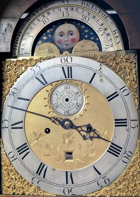 Lot 258 - THOMAS NEVITT OF BRISTOL - 18TH CENTURY MAHOGANY CASED & MOON FACE LONG CASE CLOCK