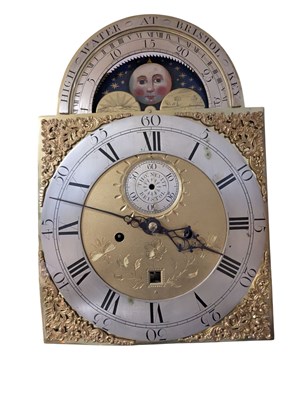 Lot 258 - THOMAS NEVITT OF BRISTOL - 18TH CENTURY MAHOGANY CASED & MOON FACE LONG CASE CLOCK