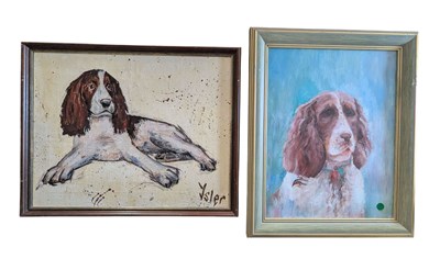 Lot 68 - TWO CONTEMPORARY OIL ON CANVAS PAINTINGS OF SPANIELS