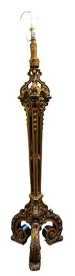 Lot 572 - FRENCH BAROQUE STYLE GILTWOOD FLOOR STANDARD TRIPOD LAMP