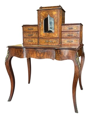 Lot 597 - 19TH CENTURY HIGH VICTORIAN WALNUT MARQUETRY BONHEUR DE JOUR