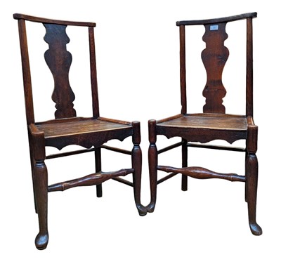 Lot 600 - PAIR OF 18TH CENTURY GEORGE III ASH & ELM WOOD SIDE CHAIRS