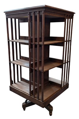 Lot 274 - TRUBNER & CO, LONDON - 19TH CENTURY OAK REVOLVING BOOKCASE
