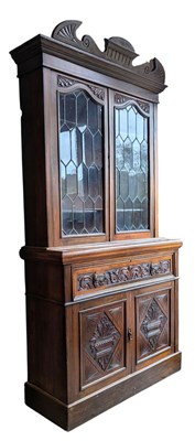 Lot 365 - VICTORIAN 19TH CENTURY MAHOGANY ASTRAGAL GLAZED SECRETAIRE BOOKCASE