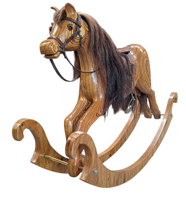 Lot 568 - TOM LARKIN, IRELAND - 20TH CENTURY HAND-CARVED BALTIC BIRCH CHILDREN'S ROCKING HOBBY HORSE