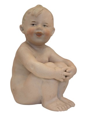Lot 101 - GEBRUDER HEUBACH - LATE 19TH CENTURY HAND PAINTED GERMAN BISQUE PIANO BABY FIGURE