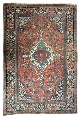 Lot 566 - 20TH CENTURY IRANIAN SAROUK WOOL & SILK FLOOR CARPET RUG