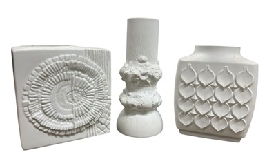 Lot 97 - KAISER - SELECTION OF THREE GERMAN WHITE PORCELAIN VASES