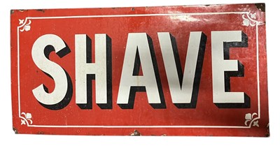 Lot 110 - SHAVE - POINT OF SALE / BARBERSHOP ADVERTISING ENAMEL SIGN