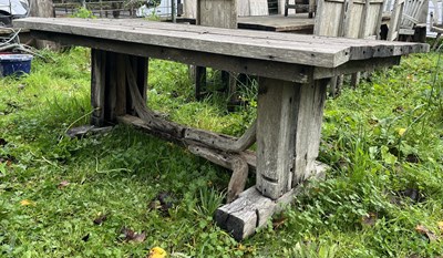 Lot 621 - WOODEN PUB GARDEN OUTDOOR RECTANGULAR TABLE