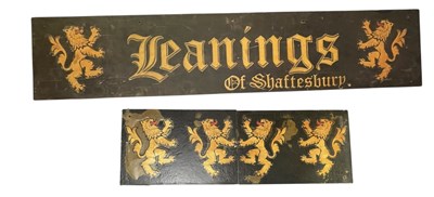 Lot 130 - LEANINGS OF SHAFTESBURY - HAND PAINTED WOODEN SHOP SIGN