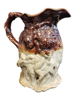 Lot 129 - 19TH CENTURY VICTORIAN SALT GLAZED STONEWARE SATYR JUG