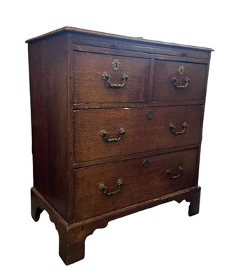 Lot 557 - GEORGE III 19TH CENTURY OAK WOOD CHEST OF DRAWERS