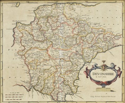 Lot 232 - DEVON. MORDEN, ROBERT:- LATE 17TH CENTURY HAND COLOURED MAP OF DEVONSHIRE