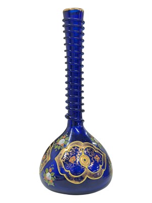Lot 121 - 19TH CENTURY BOHEMIAN COBALT BLUE & GILT HAND MADE VASE