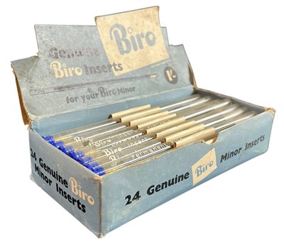 Lot 58 - BIRO - ORIGINAL MID CENTURY SHOP DISPLAY / NEW OLD STOCK BOX OF PENS