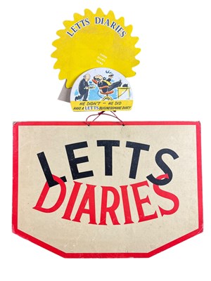 Lot 249 - LETTS DIARIES - TWO MID CENTURY ADVERTISING SHOWCARDS