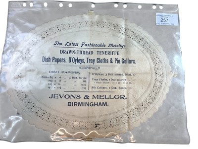 Lot 257 - JEVONS & MELLOR - EARLY ADVERTISING DOILIE