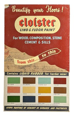 Lot 260 - CLOISTER LINO & FLOOR PAINT - MID CENTURY ADVERTISING SHOWCARD