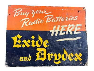 Lot 259 - EXIDE & DRYDEX - EARLY 20TH CENTURY ADVERTISING SHOWCARD
