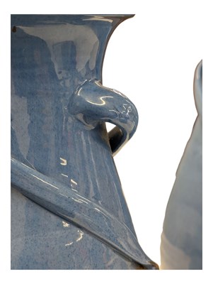 Lot 125 - C H BRANNAN BARUM, NORTH DEVON - PAIR OF EARLY 20TH CENTURY DRIP GLAZED VASES